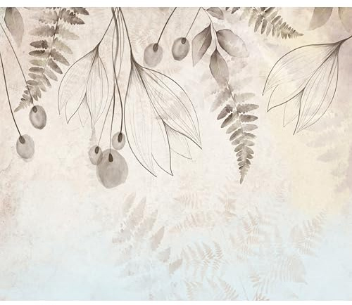 murando - Fototapete Premium-Vlies Blumen Blätter, 350x256 cm, Schlafzimmer | Premium-Vliesstoff, Full HD Druck, hochwertige Verarbeitung fürs Wohnzimmer, schnelle Montage, lichtbeständig, geruchsfrei