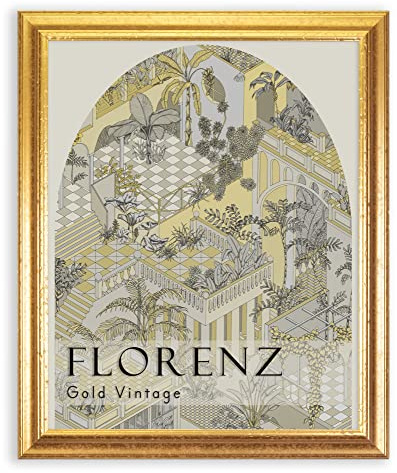 BIRAPA Florenz Holzbilderrahmen 25x25 cm Gold Vintage - Bilderrahmen Vintage Holz mit Zierleiste innen und außen, Wechselrahmen, Hochwertiger Holzrahmen