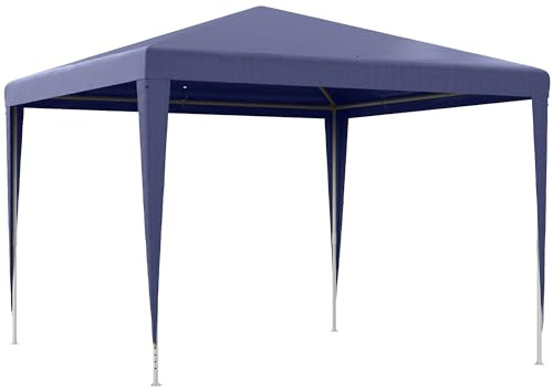 Outsunny Carpa Desmontable 3x3 m Cenador Pabellón de Jardín con 4 Orificios de Drenaje y Marco de Acero Anti-UV Gazebo para Terraza Patio Exterior Camping Azul