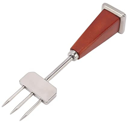 Eispickel mit Drei Zinken, Holzgriff, Eispickel aus Edelstahl 304 mit 3 Zinken, Eispickel, Eisbrecher-Werkzeug für Bar, Zuhause, Restaurant, Picknicks, Camping (Typ B)