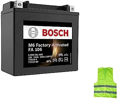 KOMPATIBEL MIT BMW R GS 1200 Jahr 2004 al 2012 Batterie YTX14-BS Bosch FA1060 IN SLA Gel, BEREITS EINSATZBEREIT UND GELADEN 12 AH Ampere 12 Volt 150X87X145MM