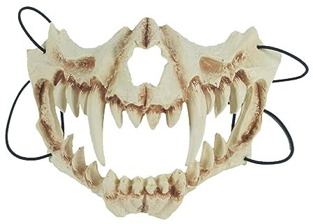 Fukamou Tier Skelett Maske Halloween, Schädelknochen Halloween Masken, Horror Halbmaske Für Karneval Fasching Kostü Halloween Maske