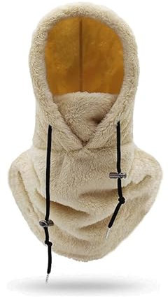 NELLN Sherpa-Kapuzen-Skimaske, Winter-Sherpa-Kapuzenschal, Winddicht, verstellbare Fleece-Skimaske, windabweisende Winter-Gesichtsmaske (Color : Khaki, Size : One Size)