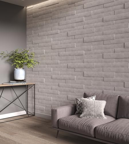 Wilkins Building Materials MCW Insulation Cre8 Reclaimed 3D Wood Wall Panels, Concrete Grey - Modern Interior Wall Panels for Home & Office Décor Textured MDF Finish, 9 Panels Covering 1.13 sq m Pack