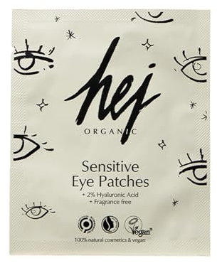 Sensitive Eye Patches (4 Pack, je 3 ml) für sensible Haut, mindert Schwellungen & Trockenheitsfältchen, guter Halt, erfrischt und glättet dank Hyaluronsäure, Naturkosmetik, 100% vegan | HEJ ORGANIC