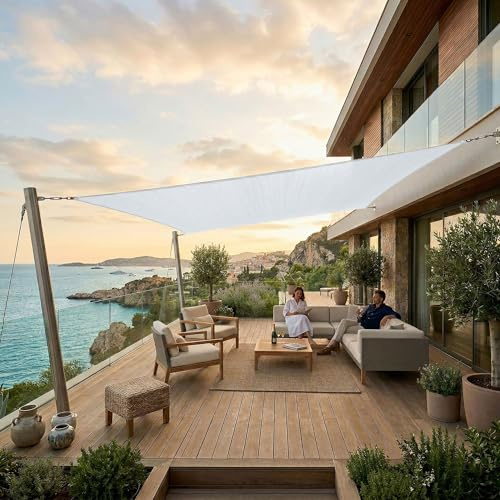 Jardinion Vela ombreggiante 3x4 m bianca rettangolare - protezione solare per terrazza, HDPE 180 g/m², vela con protezione UV, per giardino balcone e campeggio