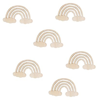 Ueiwffzo 12 Stück Wandtattoo Holz Regenbogen Blumen Wolken Boho DIY Wandsticker Kinderzimmer Wandaufkleber Babyzimmer Mädchen Schlafzimmer Wanddeko (Regenbogen)