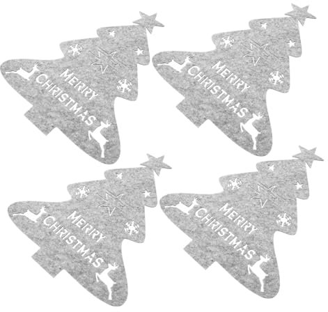 KITANDOVE 4-teilige Bestecktasche in Weihnachtsbaumform Geschirrtaschen Mit Weihnachtselementen Für Gabeln Und Schneidern
