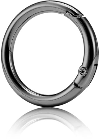 QIUTIMIY 15 Stück Rund Karabinerring O-Ring,Metall Runde Federspaltringe für Handtaschen, Schlüsselanhängern, Schnallen, Taschen, Geldbörsen(Pistole schwarz,25mm)