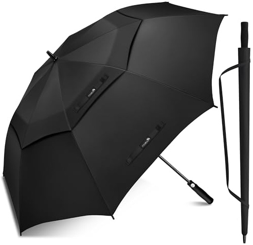 ZOMAKE Ombrello Pioggia Grande 172cm, Umbrella Golf Antivento Resistenti per Uomo Donna, Lungo Ombrelli Robusto Extra Large Automatico (Nero)
