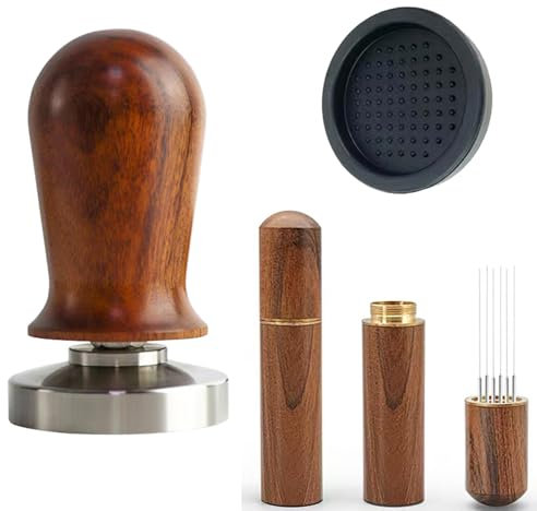 Coffee Tamper Set with Calibrated Spring Loaded Tamper 53mm, Espresso Barista Kit, 3 Pieces