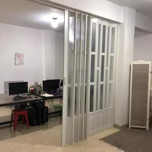 Puertas abatibles Puerta Acordeón Personalizable, 180 200 230cm Puertas Dobles Plegables con Asas y Cristal Acrílico, Separador de ambientes Puerta corredera para cocina Sala de estudio Oficina(28x80i