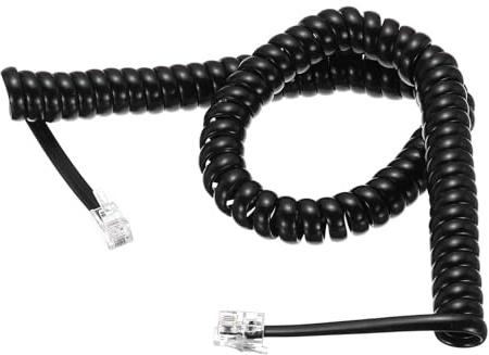 MECCANIXITY Phone Cord for Landline, 10ft Uncoiled/1.7ft Coiled RJ9 4P4C Telephone Handset Cord No Tangle Coiled Phone Cable, Black