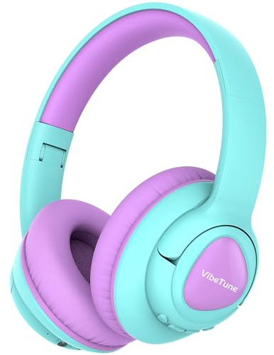 VibeTune Auriculares Bluetooth para niños, tiempo de reproducción de 60 horas, volumen limitado 85/94 dB, Bluetooth 5.4, carga rápida tipo C, auriculares inalámbricos plegables para niños, auriculares