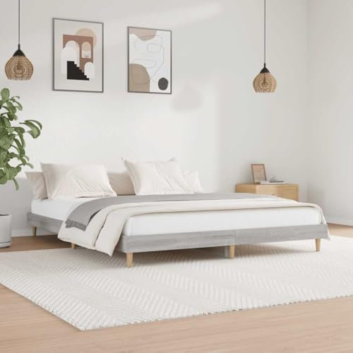 MOBCANT Bettgestell, Bett Hausbett Polsterbett Futonbett Geeignet für Schulen Gästezimmer Hotel Wohnungen Grau Sonoma 120x200 cm Holzwerkstoff