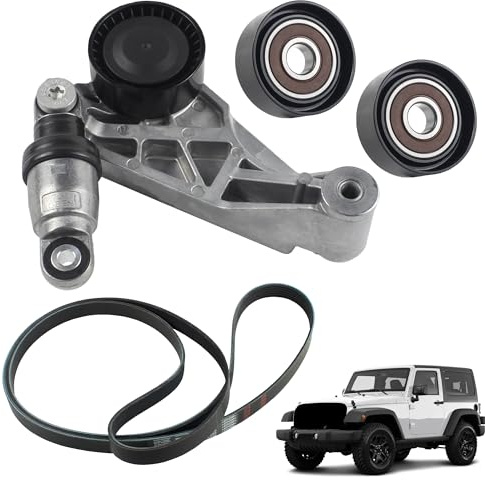 YzusGomumu 90K-39415 Serpentine Drive Belt Tensioner Pulley Idler Pulley Compatible with 2012-2017 Jeep Wrangler 2018 Jeep Wrangler JK 3.6L Replaces 4627038AA-KIT 4627038AAKIT