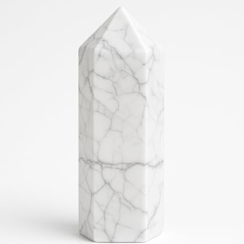 Pandiui23 Howlit stentorn, kristallstav, naturlig kristallkvarts, sexkantig kristallpelare, stenkristallstavar, klara kvartsstavar, torn (Howlita, 7–8 cm)