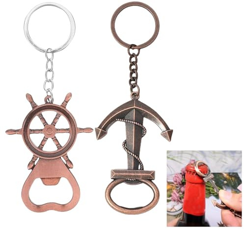 BOBOZHONG Bottle Opener Keyring,2pcs Creative Beer Opener Metal Anchor Keyring Pendant Creative Keychain Pendant, Bottle Opener Key Ring,Key Decoration for Men Women
