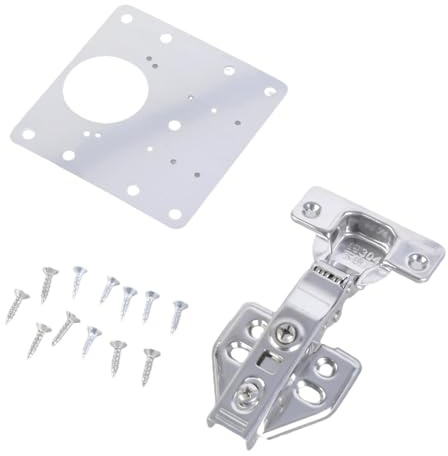 2-teiliges Schrankscharnier-Reparatur-Set mit 1 Platten und 12 Schrauben, stabiler Edelstahl, für Heimprojekte, Badezimmer-Türscharniere