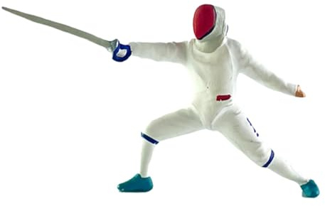 EHJRE 1/64 Figuren Modell Fechten Pose Figur Handgemaltes Ornament Mini Fechten Puppenmodell, Vorwärts Weiß