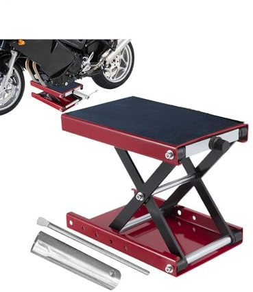 Cric Ciseau pour Moto - Plateau Large Équipé d'un Treuil À Manivelle Et d'un Support Central | Accessoires De Table Compacts Et Robustes pour L'Entretien des Scooters Et Quads en Atelier