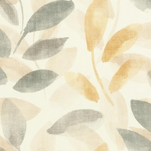 Rasch Tapete Blätter Liverna - Aquarell Vliestapete Pflanzenmuster in Beige Braun Gelb für ein natürliches Wohnambiente - Robust und Abwaschbar - 10,05 m x 0,53 m