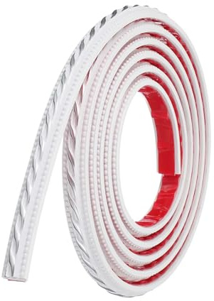 sourcing map 2cm x 1m Peel and Stick Molding Trim for Walls, Flexible Mirror Molding Trim Self-Adhesive Wall Paneling Strip Wallpaper Border for Floor Wall Baseboard, White/Silver