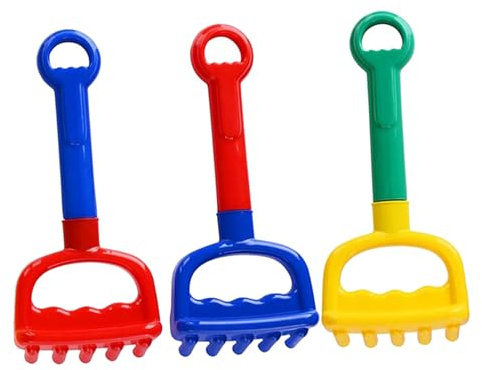 FIXOSHEE 3 Piezas de Juguetes de Rastrillo para Pequeños de 1 a 5 Años Plástico Seguro Colores Amarillo Rojo Azul para Jugar Playa y Caja de Arena al Aire Libre