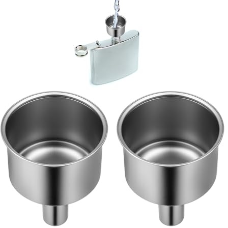 FdcLixuvol Flachmann Trichter, 2 Stück Silber Edelstahl Kleine Mund Trichter für Flaschen Befüllen Schmale Gläser Flachmann
