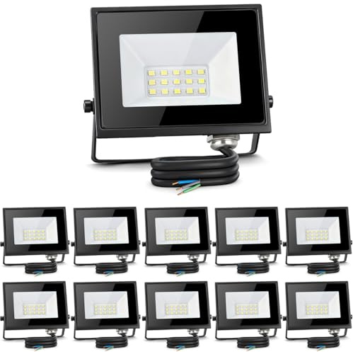 Aigostar Foco LED Exterior 10w 900LM, Impermeable IP65,6500K, 10pcs | Foco Proyectore LED Exterior Impermeable IP65 Focos LED Exterior 6500K Blanco Frío para Garaje,Jardín,Patio,Parque