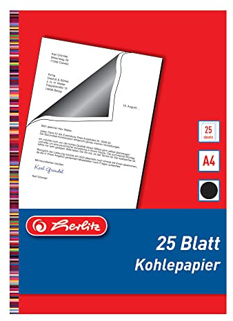 Herlitz 10303725 Lot de 25 feuilles de papier carbone pour machine à écrire A4 (Noir) (Import Allemagne)