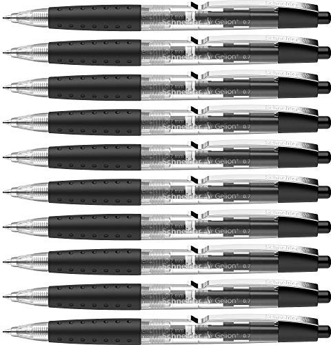 Schneider 101001 Gelion Plus Gelschreiber (wechselbare Mine, Strichstärke F, ultra schnelltrocknend) 10er,Packung schwarz