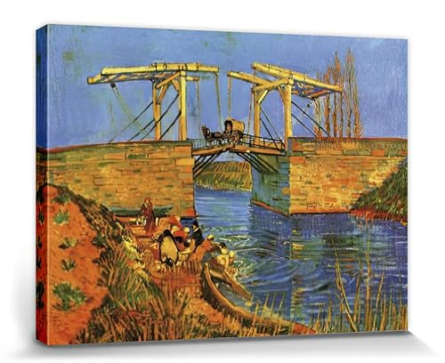 1art1 Vincent Van Gogh Poster Die Brücke Von Langlois Bei Arles Mit Wäscherinnen, 1888, Detail Bilder Leinwand-Bild Auf Keilrahmen | XXL-Wandbild Poster Kunstdruck Als Leinwandbild 80x60 cm