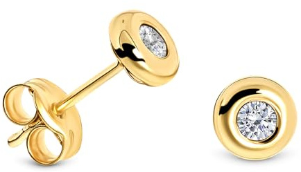 Miore Ohrringe Damen Gold, 9 Karat 375 Weißgold/Gelbgold Ohrstecker Solitär Rubin/Smaragd/Saphir/Zirkonia Schmuck Damen Handgemacht