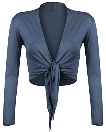 Glamexx24 dam bolero kort jacka bolero kofta elegant bolero kvällsbolero bröllop bolero långärmad bolero, Jeansblå, S-M