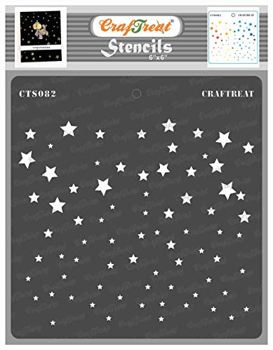 CrafTreat Star Stencils für Painting auf Holz, Canvas, Papier, Fabric, Boden, Wand und Fliesen - Sternenhimmel - 6 x 6 Zoll - Wiederverwendbare DIY Arts and Crafts Schablonen - Stern Schablone
