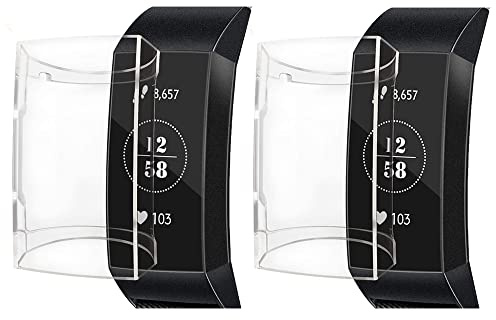 XIHAMA Screen Protector Compatible with Fitbit Charge 4 3, Soft TPU All-Around Cover Anti-Scratch Protective Cases Bumper for Charge 4 3 (Transparent-2 Pack)