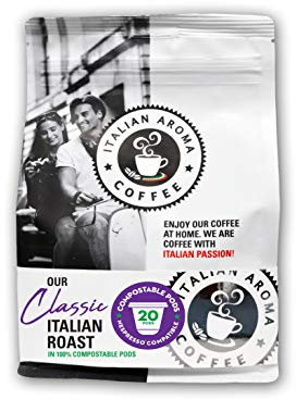 Italian Aroma Coffee in Capsule/Pod form - 20 Compostable Capsules. 100% fully Biodegradable and Recyclable