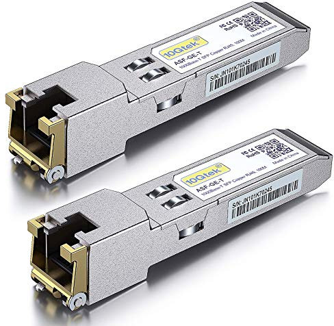 [2 Stück] 1G SFP auf RJ45 Mini Gbic Modul, 1000Base-T Kupfer Transceiver Kompatibel für Cisco GLC-T/SFP-GE-T, Meraki, Ubiquiti UniFi UF-RJ45-1G, Netgear, Zyxel, D-Link, TP-Link, QNAP, Open Switch