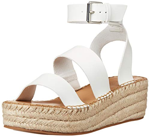 The Drop Listilla Sandales Espadrilles à Plateforme - Bride à la Cheville - Microsuède - Femme - Blanc - 42 EU