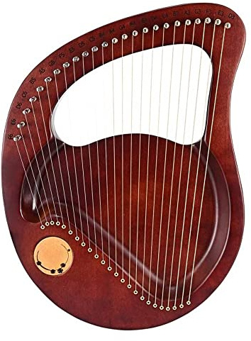 24 String Lyre Harp, Solidwood Mahogany, With Tuning Wrench Pick, Spare String, And English Music Tutorial, Best Gift For Beginner Music Lovers Kids Adult (Color : Brown)