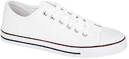GladRags Women's Ladies Girls Low Top Canvas Trainers, Pumps, Plimsolls White Size 8