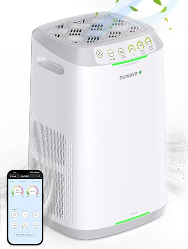 Nuwave Purificadores de aire para habitación grande, filtro biológico lavable y reutilizable, purificador de aire para alergias, humo, polvo, polen, elimina hasta un 100% de partículas, 3 veces más