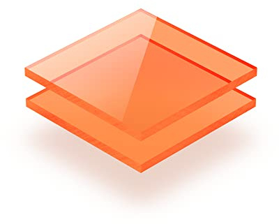 Acrylglasplatte Fluoreszierend orange 3 mm - Rechteck in Abmessungen von 10x10 cm bis 100x230 cm. UV-beständig, hochwertiges PMMA, Schutzfolie an beiden Seiten, ohne scharfe Kanten.