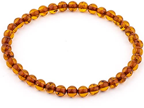 Amber Culture Amber Stretch Bracelet - Handmade 5mm Beads 100% Baltic Natural Baltic Amber Stone - Unisex with Gift Box Multiple Colors
