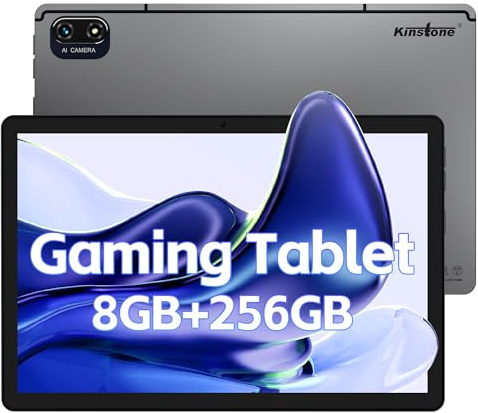 kinstone Tablette PC Portable 10 Pouces Tablette PC Tactile Android MTK 8183 8Cœurs CPU Gaming Tablette 8Go RAM,256Go ROM,FHD IPS Résolution 1920 * 1200,5MP+13MP,6000mAh,GPS, 2.4G+5GWifi,BT5.0,Type-C