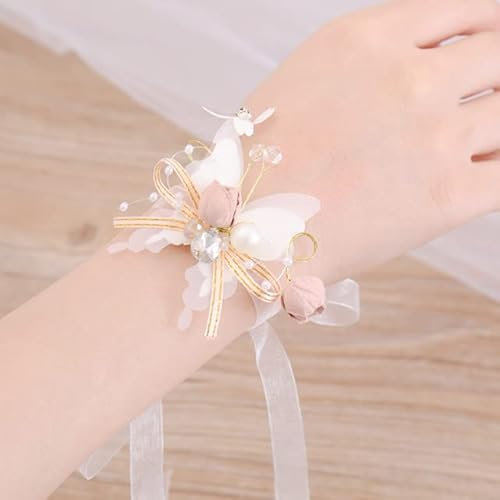 RIDAEX 2PC Perle Kristall Handgelenk Corsage Brautjungfer Hand Blume Hochzeit Braut Hochzeit Armbänder Schmuck