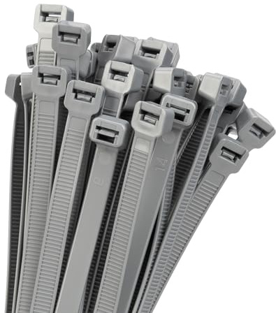 Armpow 18 inch Silver Zip Ties Heavy Duty 100 PACK, 200 LBS Ultra Exclusive Strong Plastic Wire Ties, Large Cable Ties Extra Long Tie Wraps, Indoor and Outdoor UV Resistant