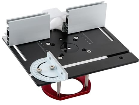 Router Lift, table de fraisage pour défonceuses avec jeu de 3 plaques d'insertion pour défonceuses - Système de levage de routeur précis - Contient un rapporteur d'angle et une lunette - Lift de