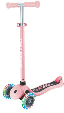 Globber Primo Lights – Tretroller mit 3 Rädern für Kinder von 3 bis 7 Jahren, Pastellrosa
